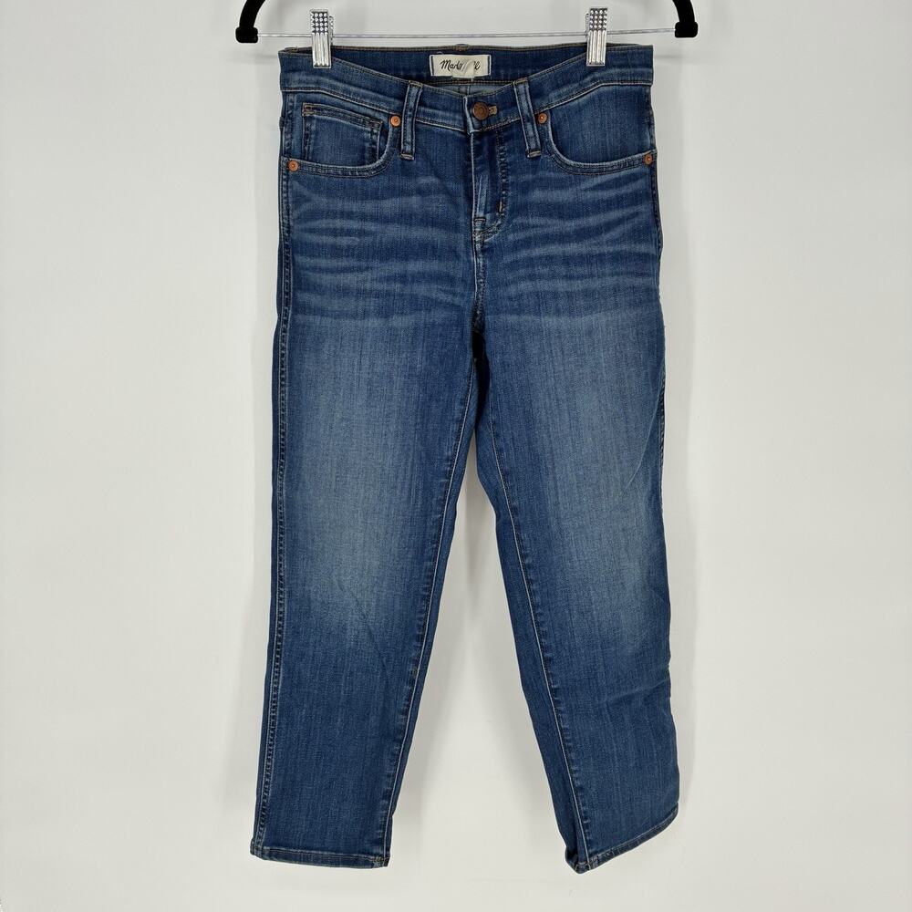 Madewell Mid Rise Stovepipe Jeans Medium Wash Whiskers Women's Size 26P